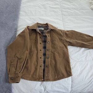 Carhartt Tan Lightweight Work Shirt Jacket with Plaid Lining